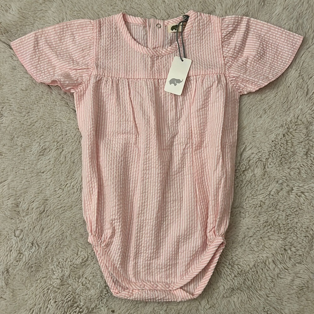 NWT Monica +Andy seersucker bubble, 18-24m
